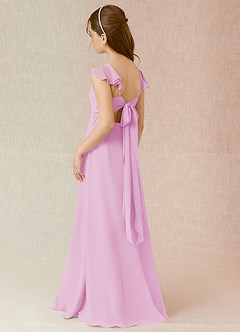 Azazie Everett Junior Candy Pink A-Line Chiffon Dress image4