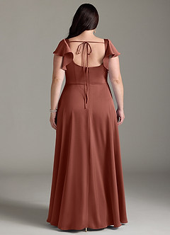 Azazie Bondi Robes de demoiselle d'honneur Robe Trapèze en Satin extensible Arc Auburn image8