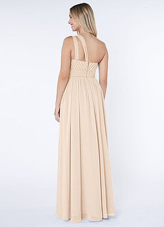 Azazie Molly Bridesmaid Dresses White Alabaster A-Line One Shoulder Chiffon Dress image3