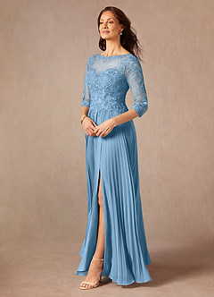 Azazie Corinne Mother of the Bride Dresses Steel Blue A-Line Sequins Chiffon Dress image5