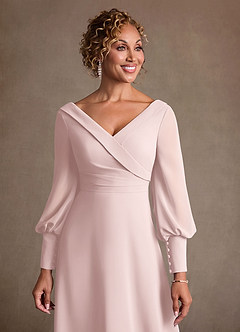 Azazie Paterson Mother of the Bride Dresses Blushing Pink A-Line Pleated Chiffon Dress image6