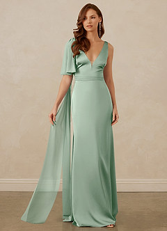 Christian Siriano Bridal for Azazie 1011 Robes de demoiselle d'honneur Robe Sirène en Satin extensible Arc Agave image6