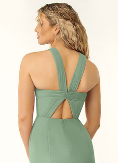 Azazie Rue Bridesmaid Dresses Matcha A-Line Halter Chiffon Dress image2