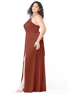 Azazie Evalleen Bridesmaid Dresses Auburn A-Line Pleated Chiffon Dress image10