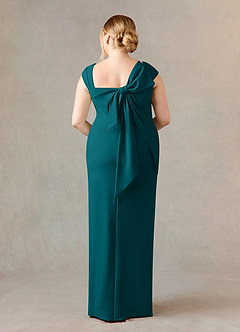 Azazie Ellen Mother of the Bride Dresses Peacock Sheath Side Slit Stretch Crepe Dress image8