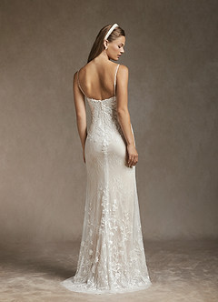 Azazie Sade Wedding Dresses Diamond White Champagne Mermaid Sequins Tulle Dress image2