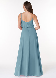 Azazie Lupe Bridesmaid Dresses Moody Blue A-Line Scoop Blouson Chiffon Dress image2