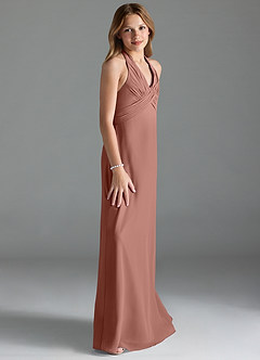 Azazie Tessie Junior Cedar Rose A-Line Pleated Chiffon Dress image4
