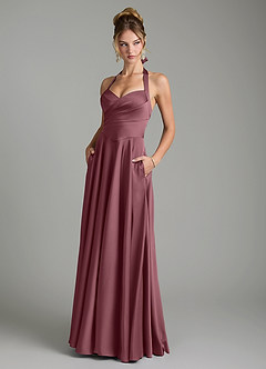 Azazie Tenaya Bridesmaid Dresses Desert Rose A-Line Sweetheart Neckline Stretch Satin Dress image1