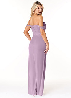 Azazie Tessa Vestidos de damas de honor Vestido de Glicinia de Malla de Corte Recto Convertible con Cariño Fuera Del Hombro image5