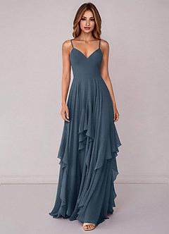 Azazie Zaina Bridesmaid Dresses Neptune A-Line Chiffon Dress image4