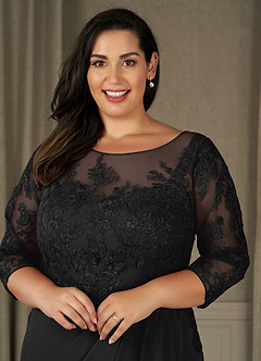 Azazie Calanthe Mother of the Bride Dresses Black A-Line Scoop Chiffon Dress image8