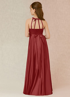 Azazie Arianthe Junior Rust A-Line with Pockets Matte Satin Dress image2