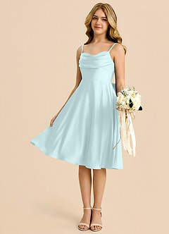 Azazie Bear Junior Sea Glass A-Line Sweetheart Neckline Stretch Satin Dress image4