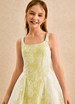 Azazie Cubbie Girls Formal Blumenmädchenkleider A-Linie Spitze Kleid Kanarienvogel image6