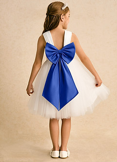 Azazie Dimple Abiti da Ragazza di Fiori Abito Principessa in Tulle Pizzo Avorio Blu Reale image1