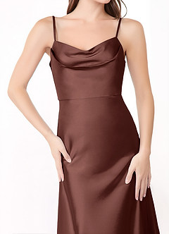 Azazie Alaija Brautjungfernkleider Meerjungfrau-Linie Seitliche Cut-Outs Stretch-Satin Kleid Espresso image9
