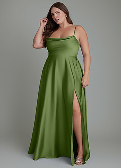 Azazie Elle Bridesmaid Dresses Juniper A-Line Pleated Stretch Satin Dress image12