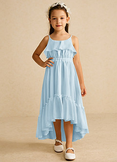 Azazie Karmen Flower Girl Dresses Sky Blue A-Line Ruched Chiffon Dress image5