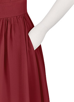 Azazie Molly Junior Abito A-Line in Chiffon Plissettato Melograno image10