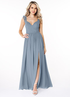 Azazie Stassie Bridesmaid Dresses Dusty Blue A-Line Sweetheart Ruched Chiffon Dress image3
