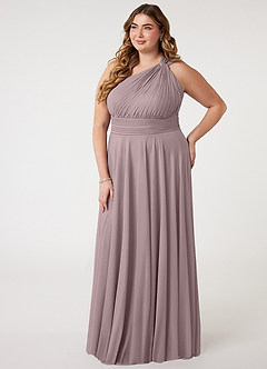 Azazie Charlize Bridesmaid Dresses Dusk A-Line One Shoulder Mesh Dress image8