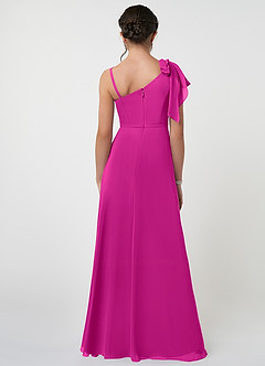 Azazie Aidy Junior Fuchsia A-Line Bow Chiffon Dress image2