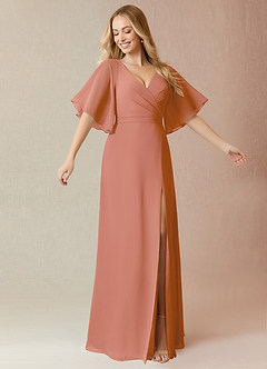 Azazie Cierra Final Sale MAI TAI A-Line V-Neck Chiffon Dress image1