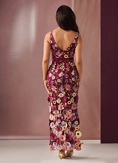 Vestido Rojo Multicolor Floral Largo Calista image3