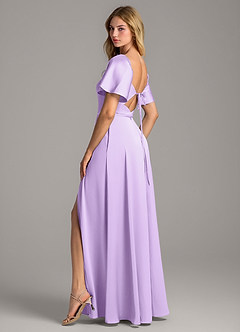 Azazie Chloe Robes de demoiselle d'honneur Robe Trapèze en Satin extensible Encolure en Forme de Cœur Lilas image2