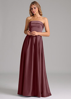 Azazie Lucienne Bridesmaid Dresses Sangria A-Line Strapless Stretch Satin Convertible Dress image4