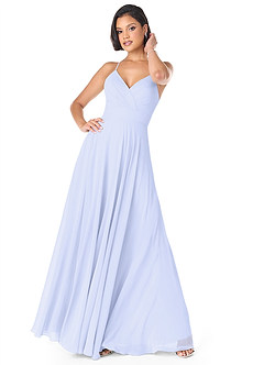 Azazie Avelina Bridesmaid Dresses Lavender A-Line V-Neck Pleated Chiffon Dress image1