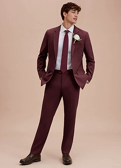 front Ethan Cabernet Refined Weave Suit