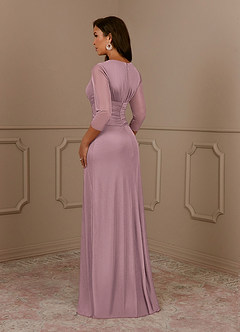 Azazie Annetta Mother of the Bride Dresses Dusty Rose A-Line V-Neck Pleated Mesh Dress image3