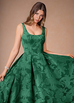 Alba Dark Green Pleated Midi Dress image5