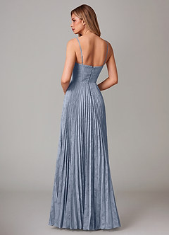 Azazie Akiko Bridesmaid Dresses Dusty Blue A-Line Sweetheart Neckline Floral Burnout Dress image2