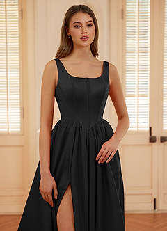 Blakellya Schwarz A-Linien-Abendkleid mit Korsett und Stäbchen image5