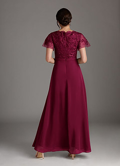 Azazie Singer Final Sale Agave A-Line V-Neck Lace Chiffon Dress image2