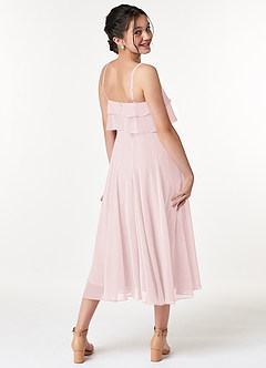 Azazie Ensley Junior Abito A-Line in Chiffon Plissettato Rosa Rossore image6