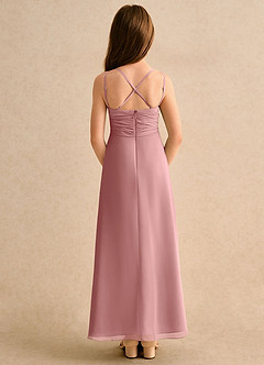 Azazie Zaida Girls Formal Flower Girl Dresses Dusty Rose A-Line Pleated Chiffon Dress image2