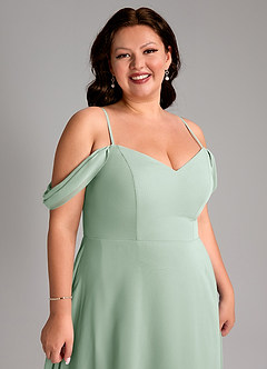 Azazie Marley Bridesmaid Dresses Agave A-Line Off the Shoulder Chiffon Convertible Dress image16