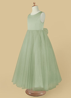 Azazie Muni Dusty Sage A-Line Bow Tulle Dress | Azazie