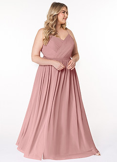 Azazie Cora Robes de demoiselle d'honneur Robe Trapèze en Mousseline de soie Plissée Rose Poussiéreuse image9