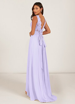 Azazie Gertrude Bridesmaid Dresses Lilac A-Line Lace Chiffon Dress image5