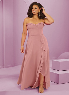 Barbie ♥ Azazie Bridesmaid Dresses Dusty Rose A-Line Sweetheart Neckline Chiffon Dress image8