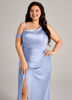 Azazie Madelyn Abiti da Damigella Abito Convertibile Sirena in Raso Elasticizzato Monospalla Ghiaccio image11