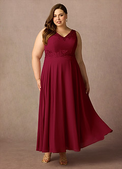 Azazie Devana Abiti per la Madre della Sposa Abito A-Line in Chiffon Lustrini Borgogna image13