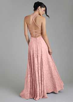 Azazie Tatum Bridesmaid Dresses Powder Pink A-Line Corset Floral Burnout Dress image9