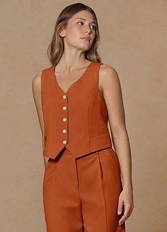 front Rowan Naranja Quemada Chaleco de rendimiento de tejido refinado