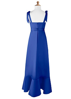 Azazie Barbara Junior Abito A-Line in Raso Opaco Fiocco Blu Reale image7